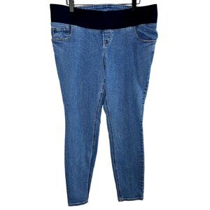 Old Navy Maternity Rockstar Jeans 14L Skinny Fit Low Panel Stretch Denim Blue